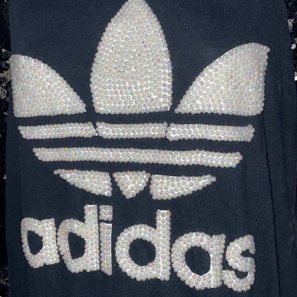 Adidas Black Sequin Logo Sweatshirt - Picture 2 of 6